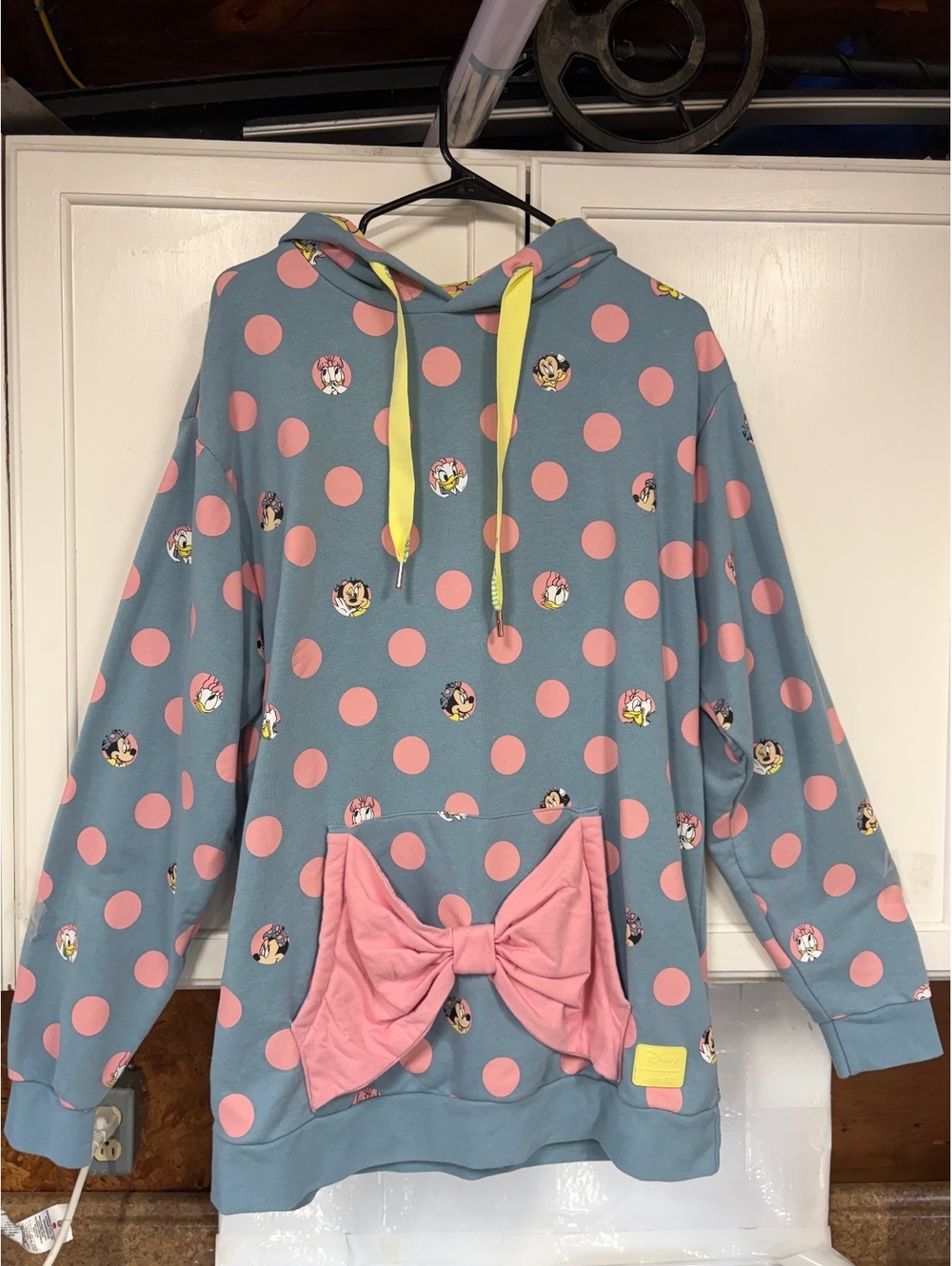 Loungefly Disney Minnie Mouse and Daisy Duck Polka Dot Hoodie with Pink Bow